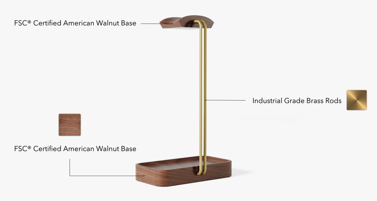 walnut headphone holder material breakdown