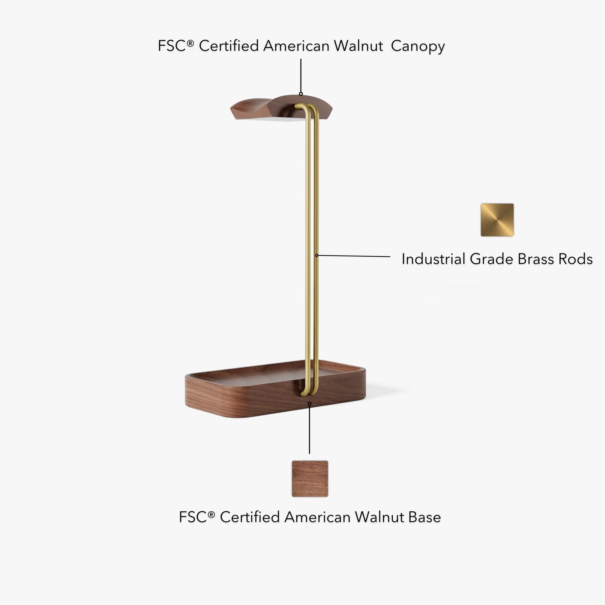 Headphone Stand Walnut Wood Material Breakdown