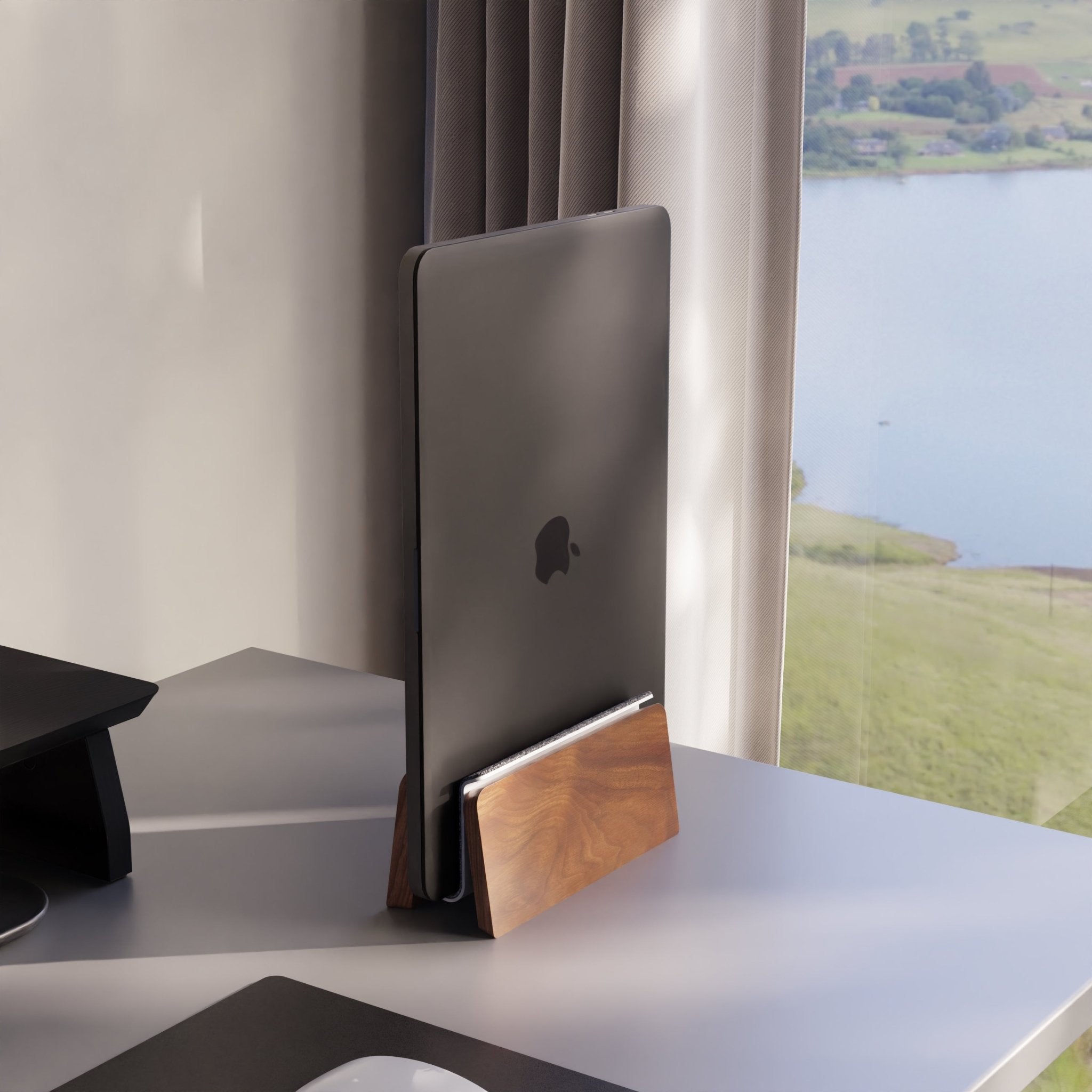 Vertical Laptop Stand | Walnut - Raico Store